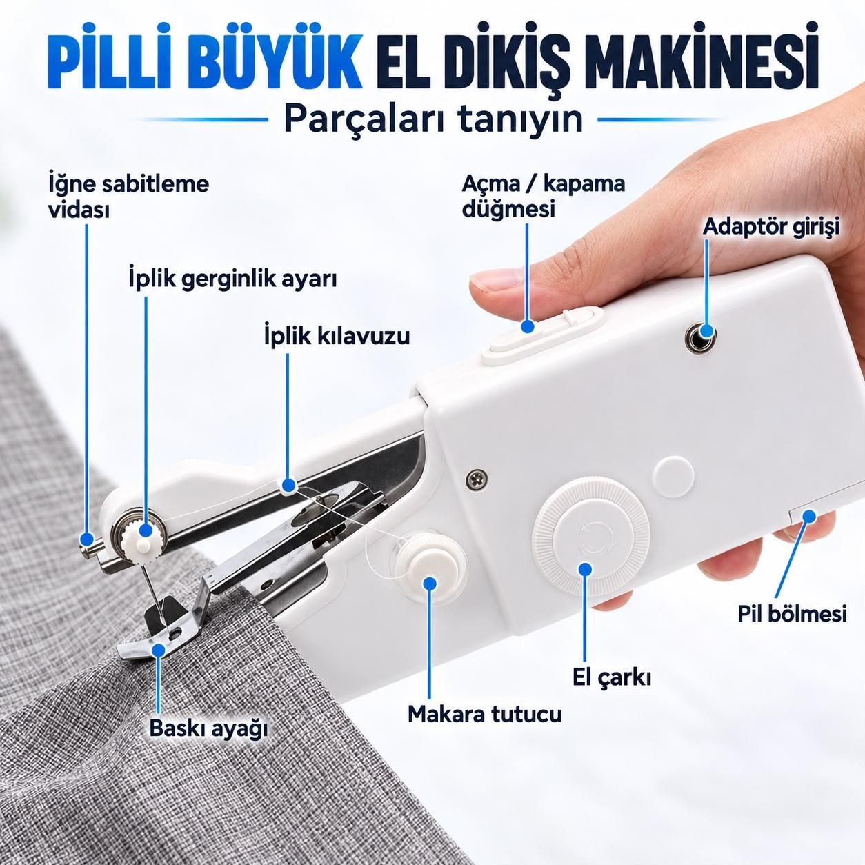 PİLLİ BÜYÜK EL DİKİŞ MAKİNESİ