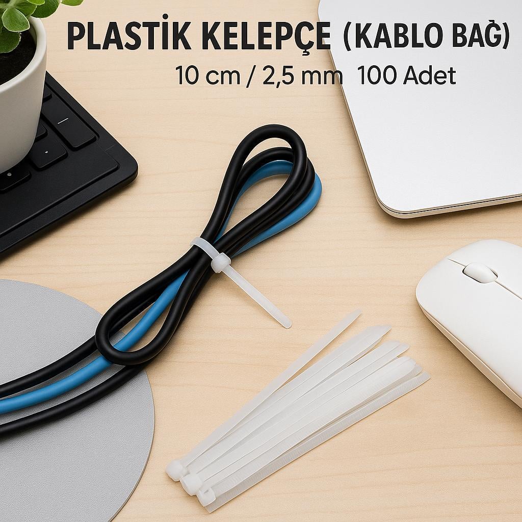Plastik Kelepçeler, Kablo Bağlayıcı Cırt - 100 Adet
