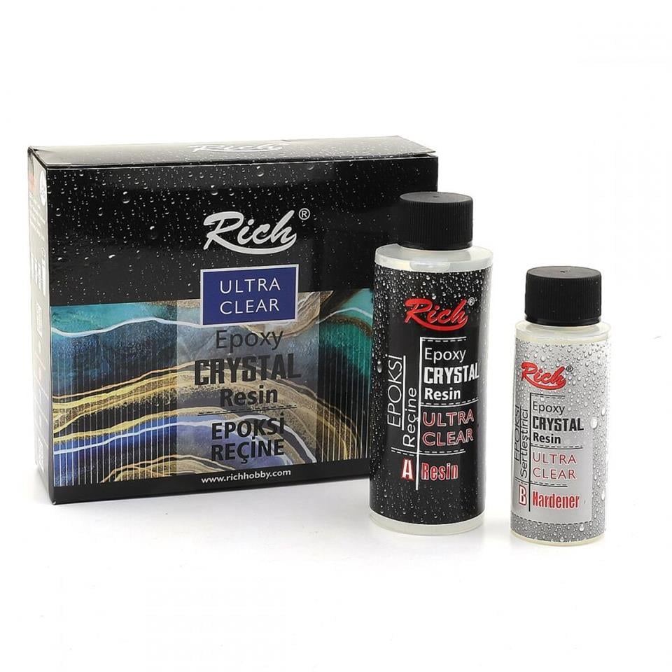 Rich Crystal Resin Transparan Şeffaf Kristal Epoksi Reçine Seti 180 cc