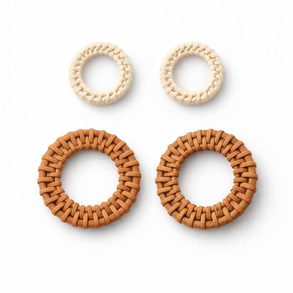 Round Shaped Rattan Pendant - Hasır İkili Sallantı Set