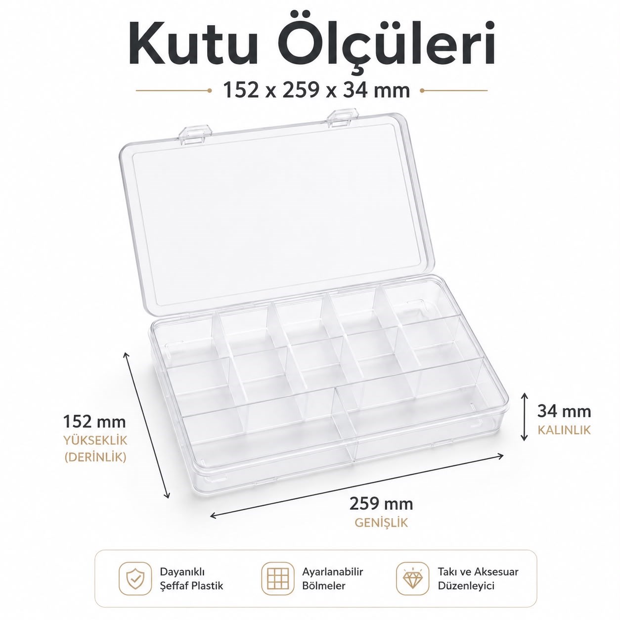 Şeffaf 12 Bölmeli Organizer 