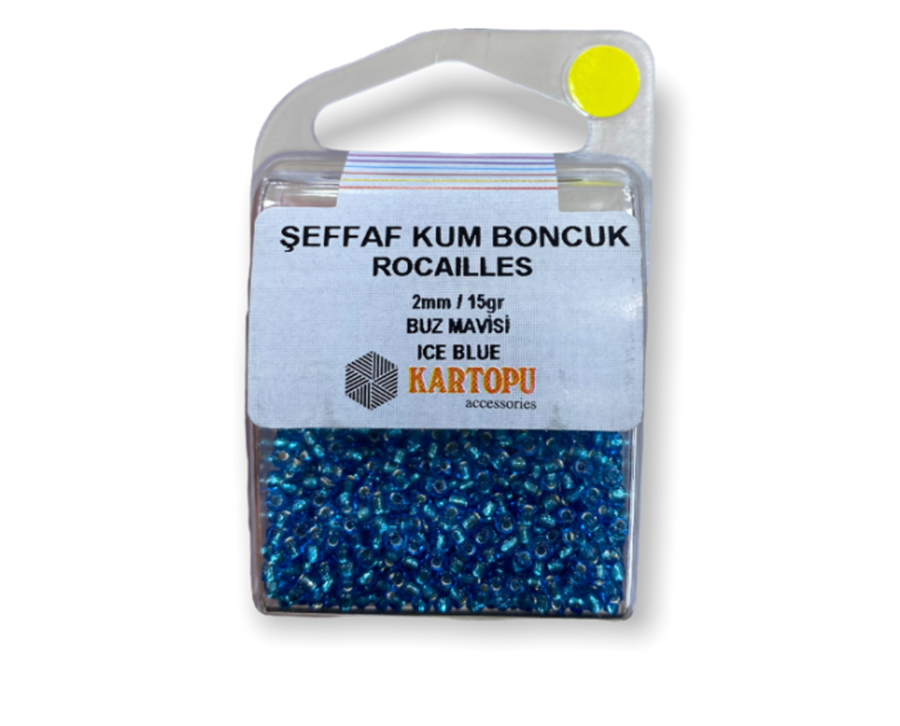 Şeffaf Kum Boncuk Rocaılles 15GR - Buz Mavisi