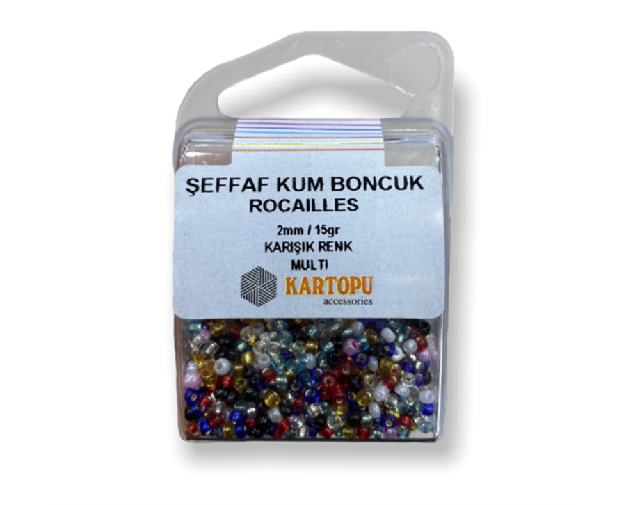 Şeffaf Kum Boncuk Rocaılles 15GR - Karışık Renk 