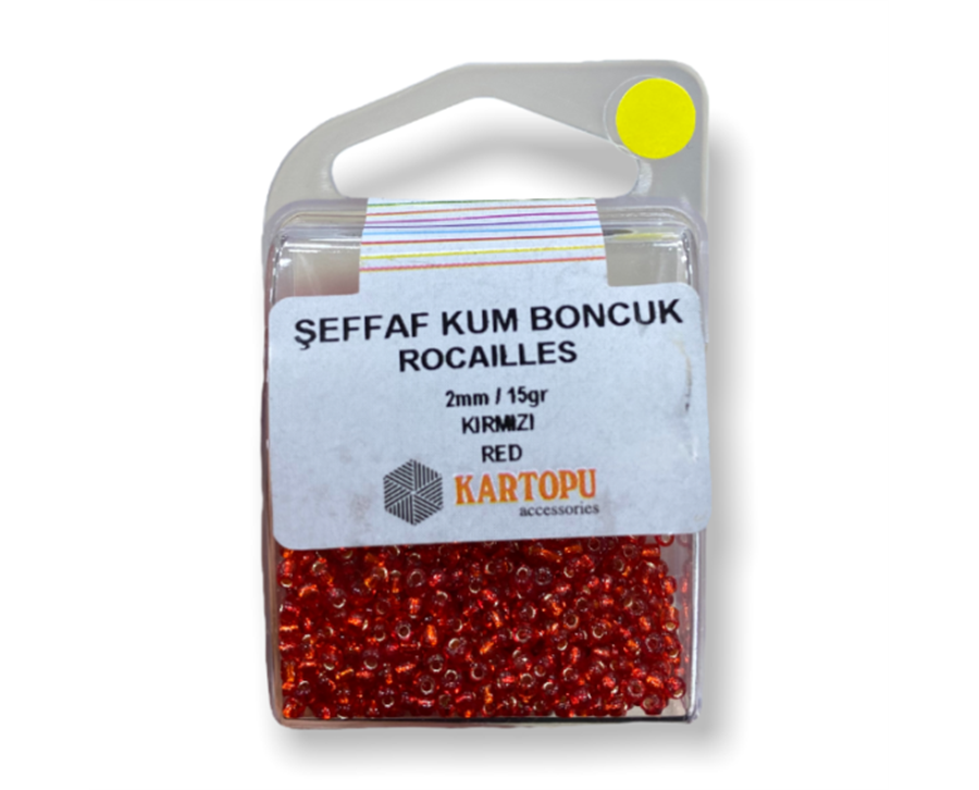 Şeffaf Kum Boncuk Rocaılles 15GR - Kırmızı