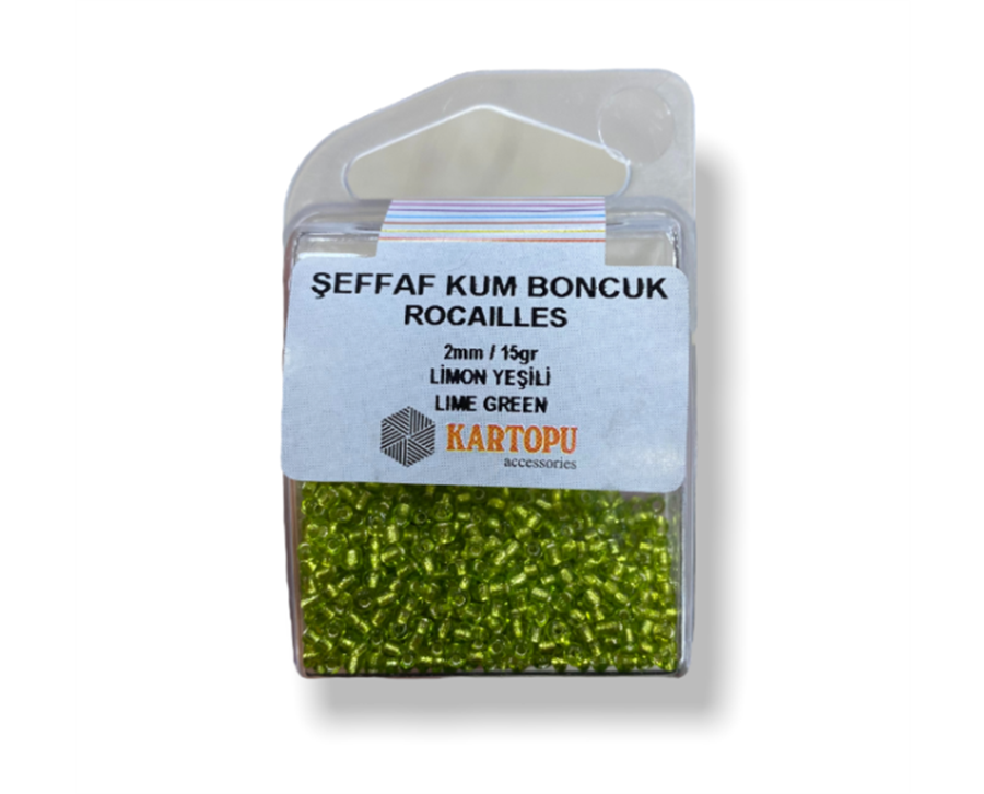 Şeffaf Kum Boncuk Rocaılles 15GR - Limon Yeşili