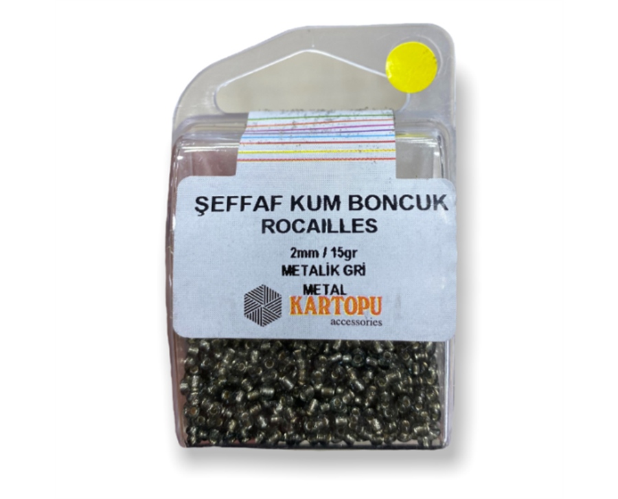 Şeffaf Kum Boncuk Rocaılles 15GR - Metalik Gri 
