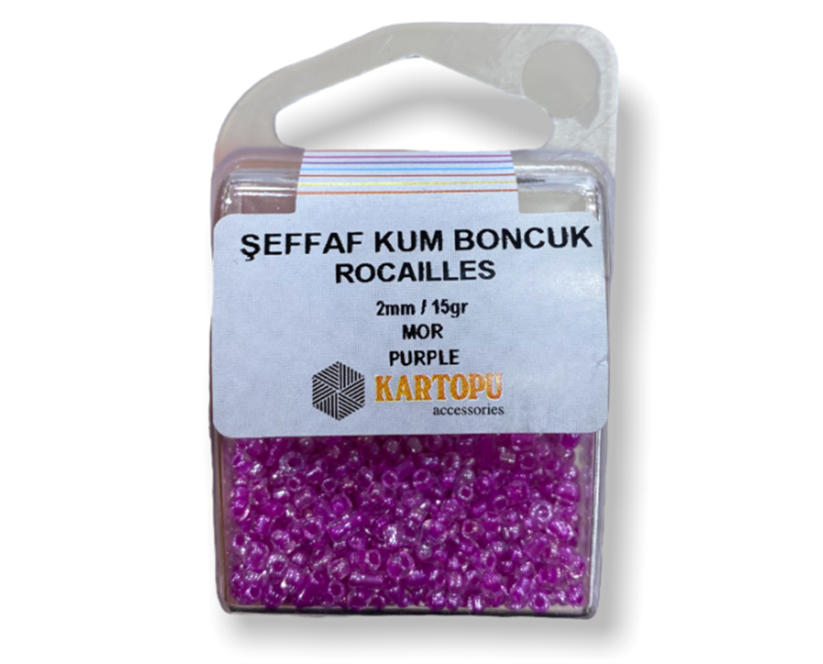 Şeffaf Kum Boncuk Rocaılles 15GR - Mor