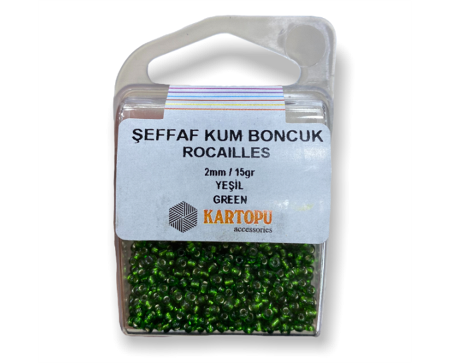 Şeffaf Kum Boncuk Rocaılles 15GR - Yeşil