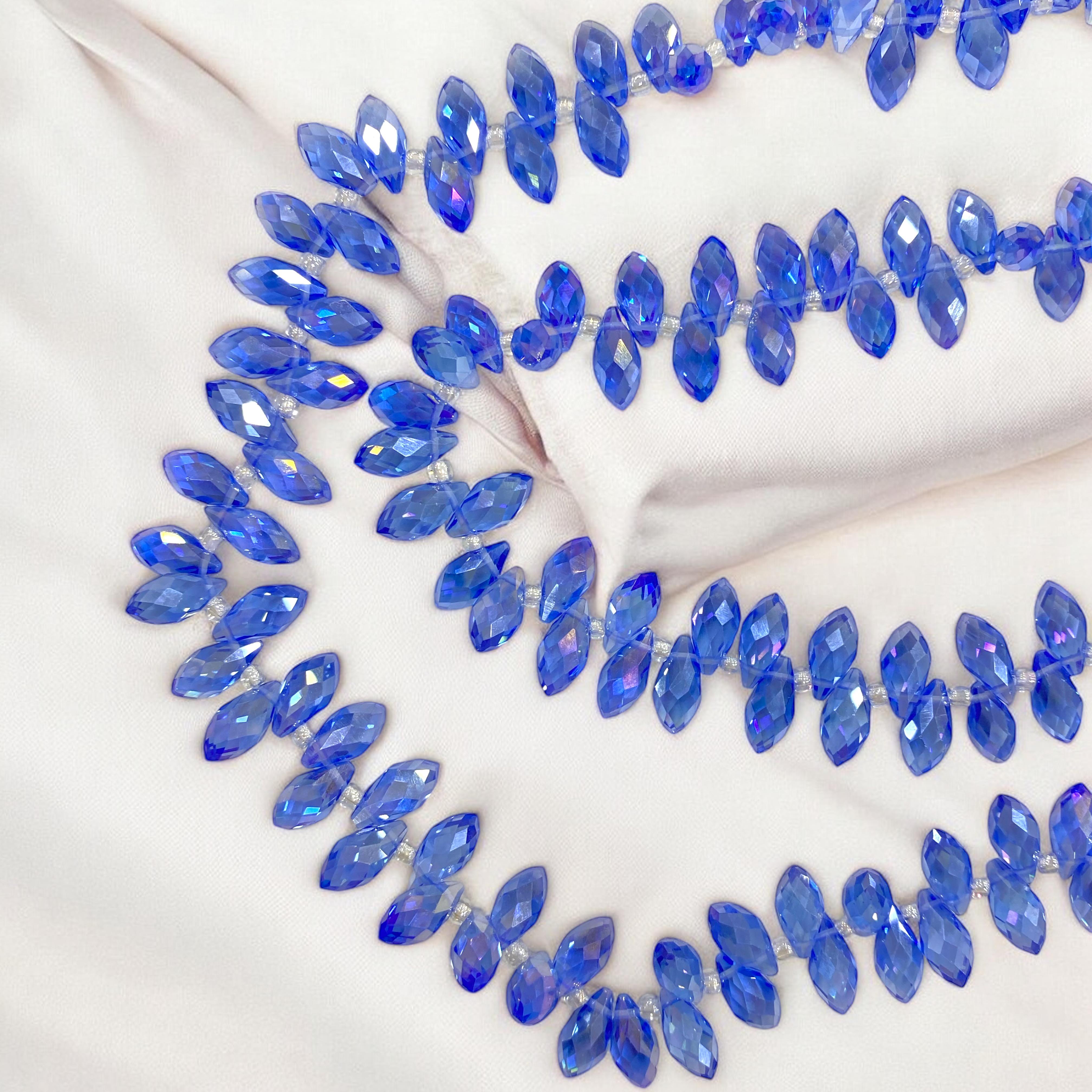 Şeffaf Mavi, Damla Cam Dizi Kristal Boncuk