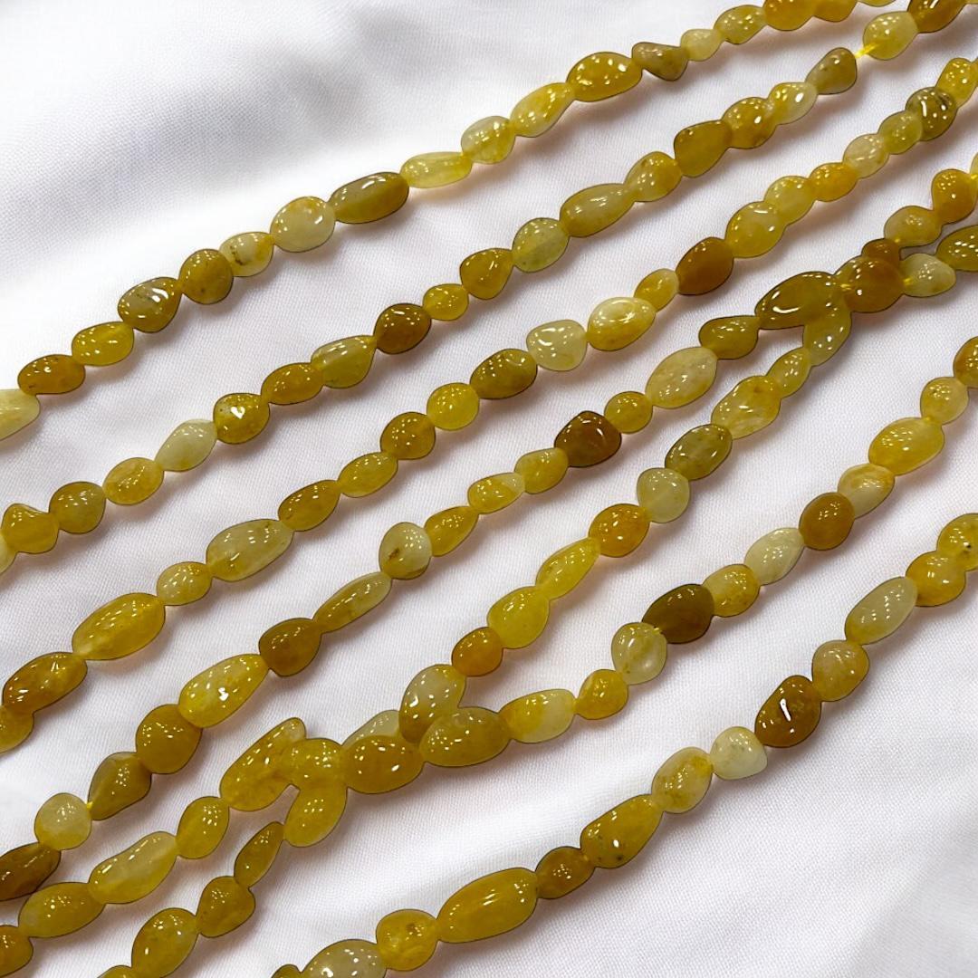 Tamburlu, Dizi Doğal Taş Sarı Akik - Jade