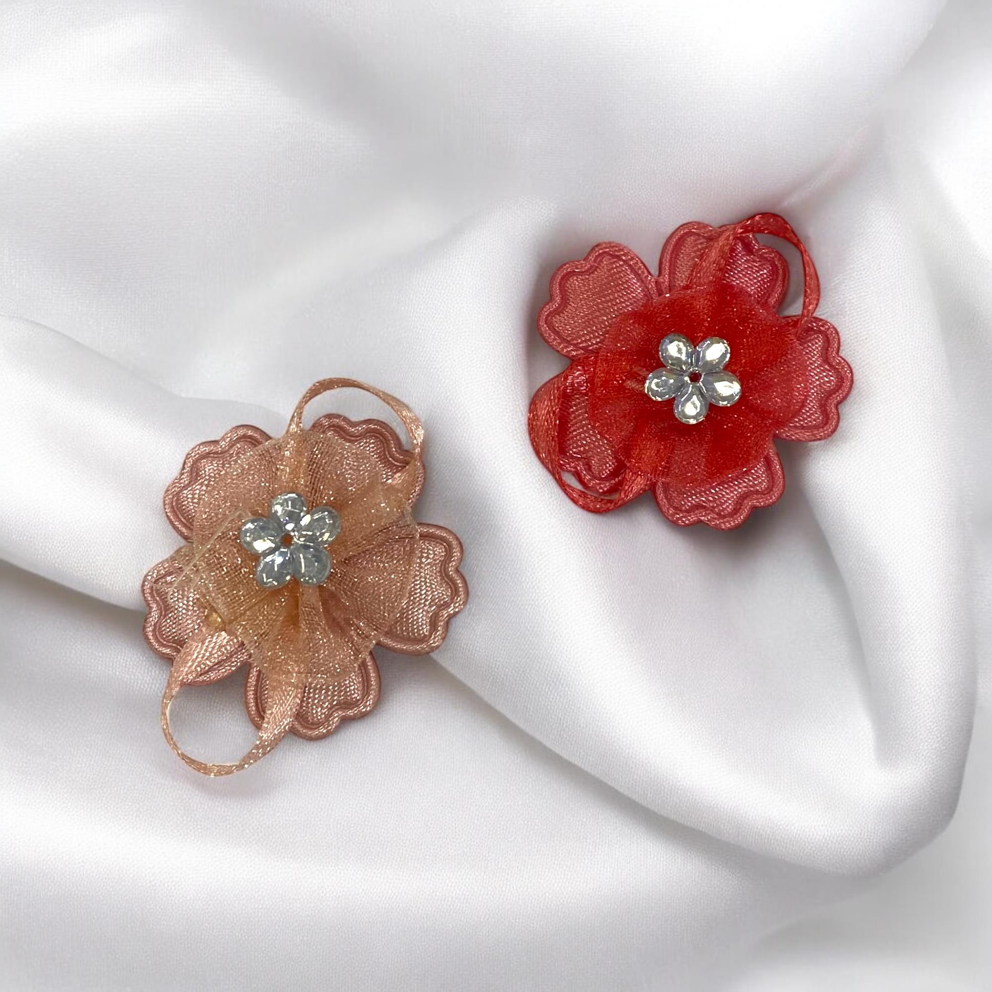 Taş İşlemeli Organze Çiçek