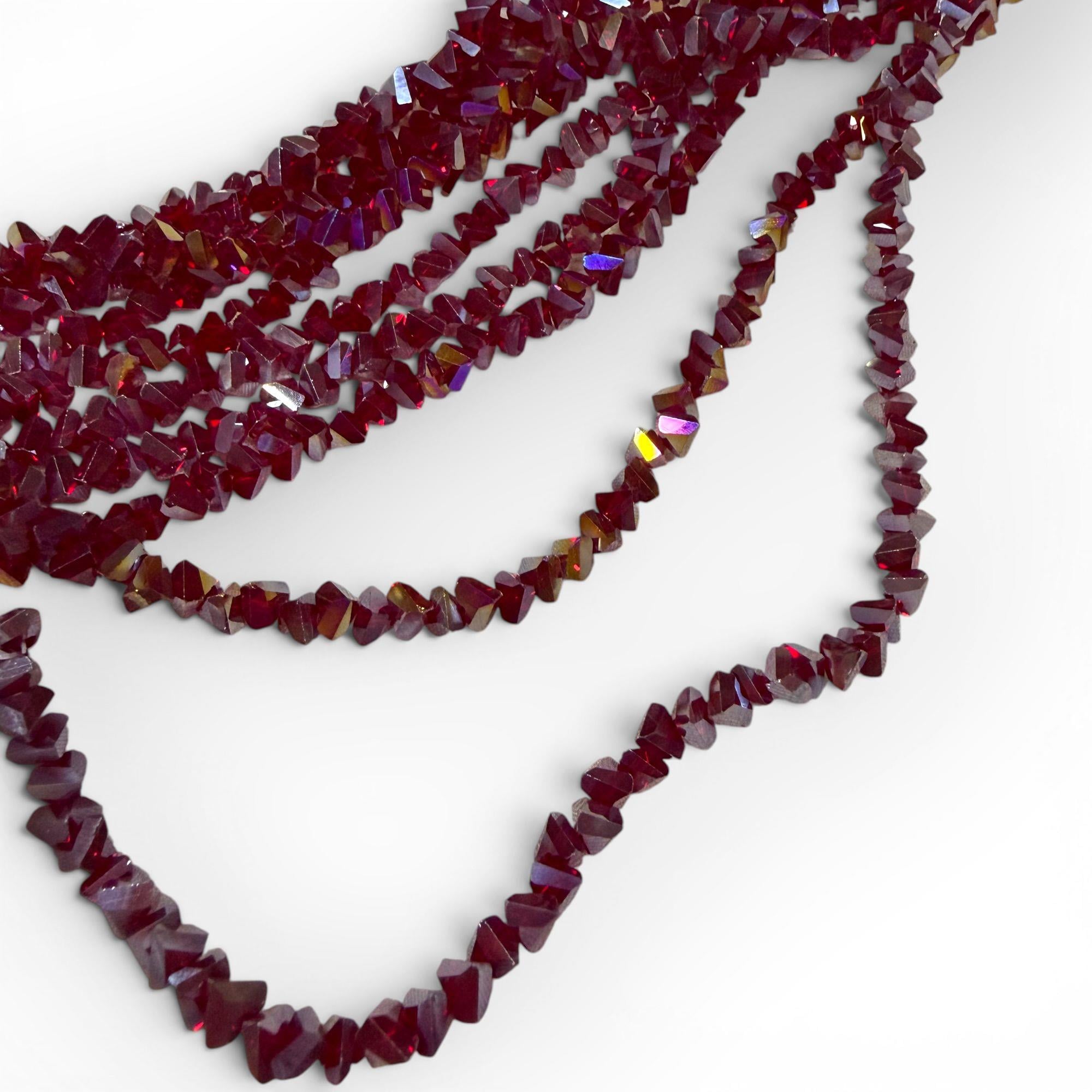 Üçgen Kesim (5 mm) Cam Kristal Boncuk Bordo