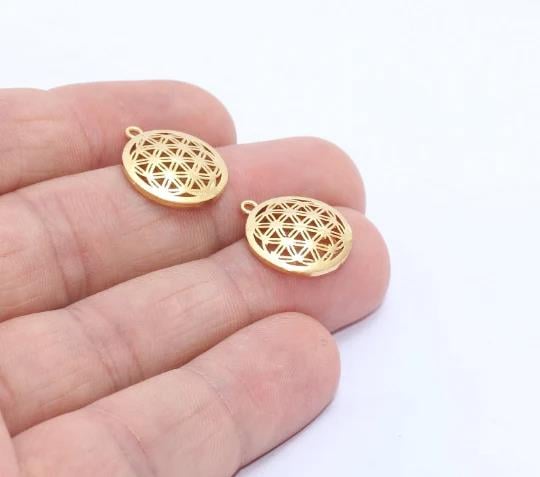 Vintage Yaşam Çiçeği 24K Tek Kulplu Altın Çember Model