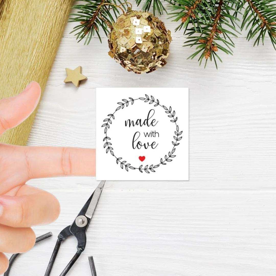 Yapışkanlı Made With Love Sticker / Etiket - 9 Adet
