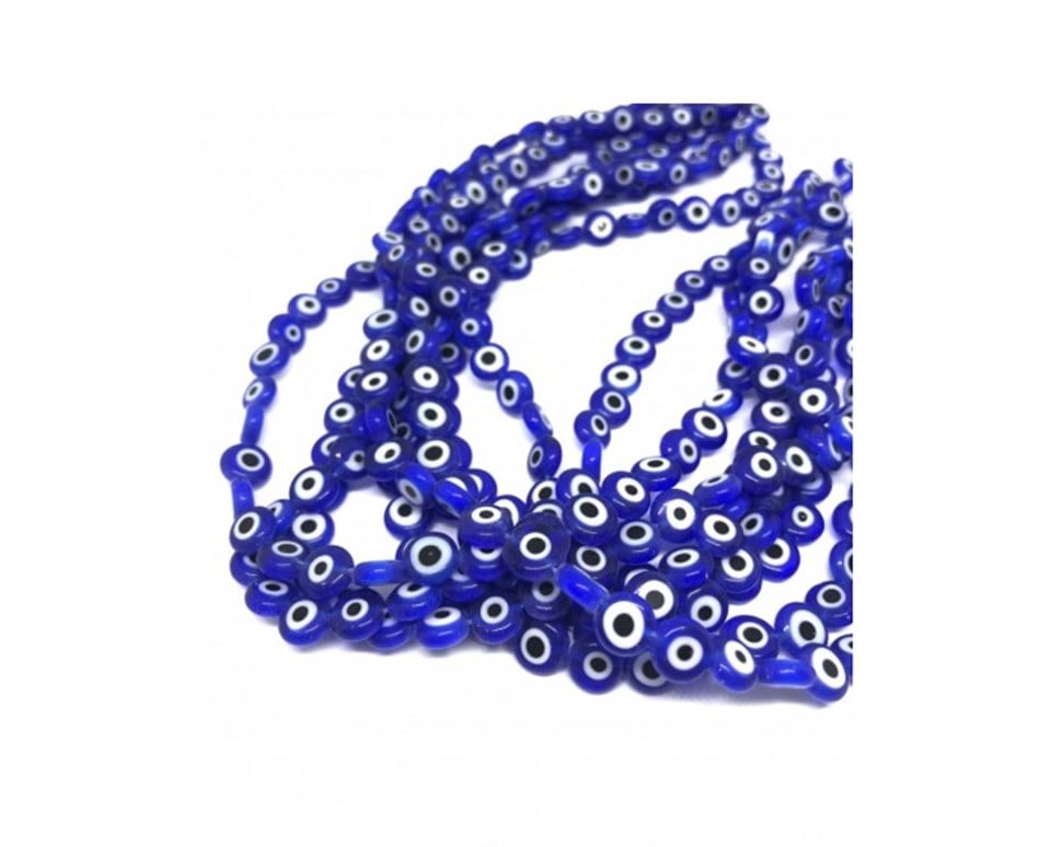 Yassı Cam Nazar Boncuk 8 MM - 02