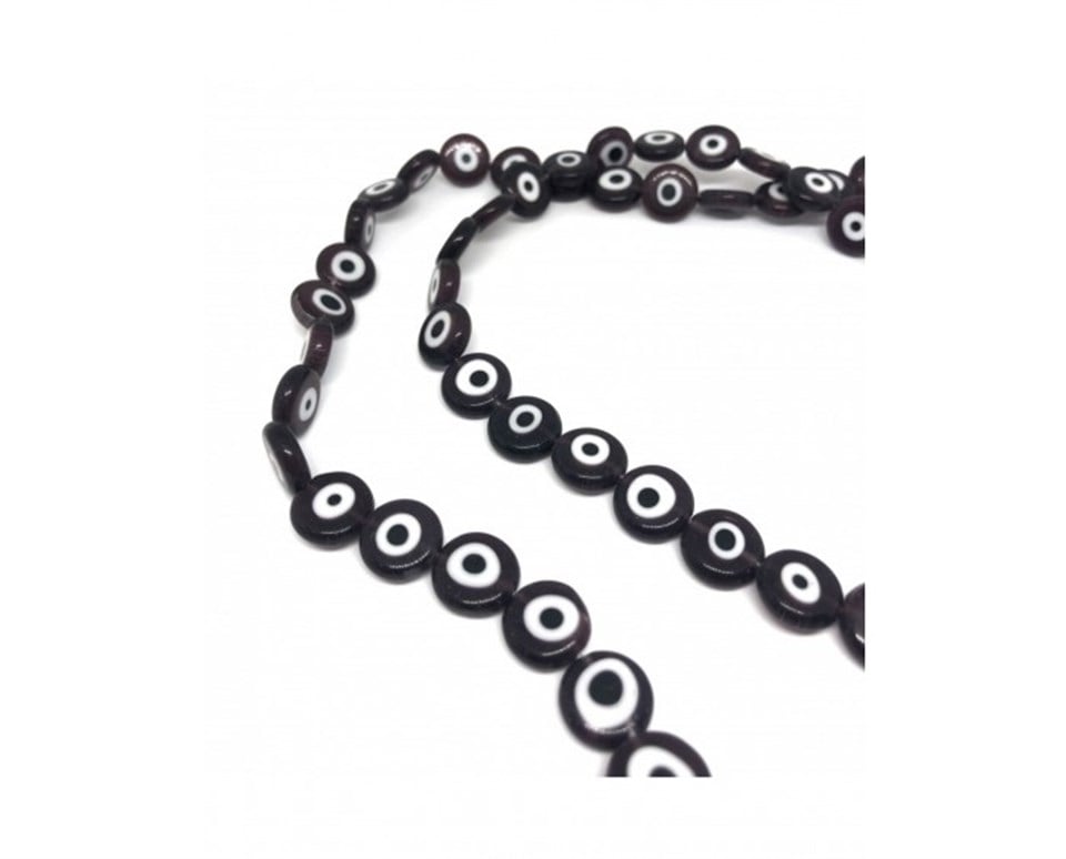 Yassı Cam Nazar Boncuk Ametist 12 MM - 08