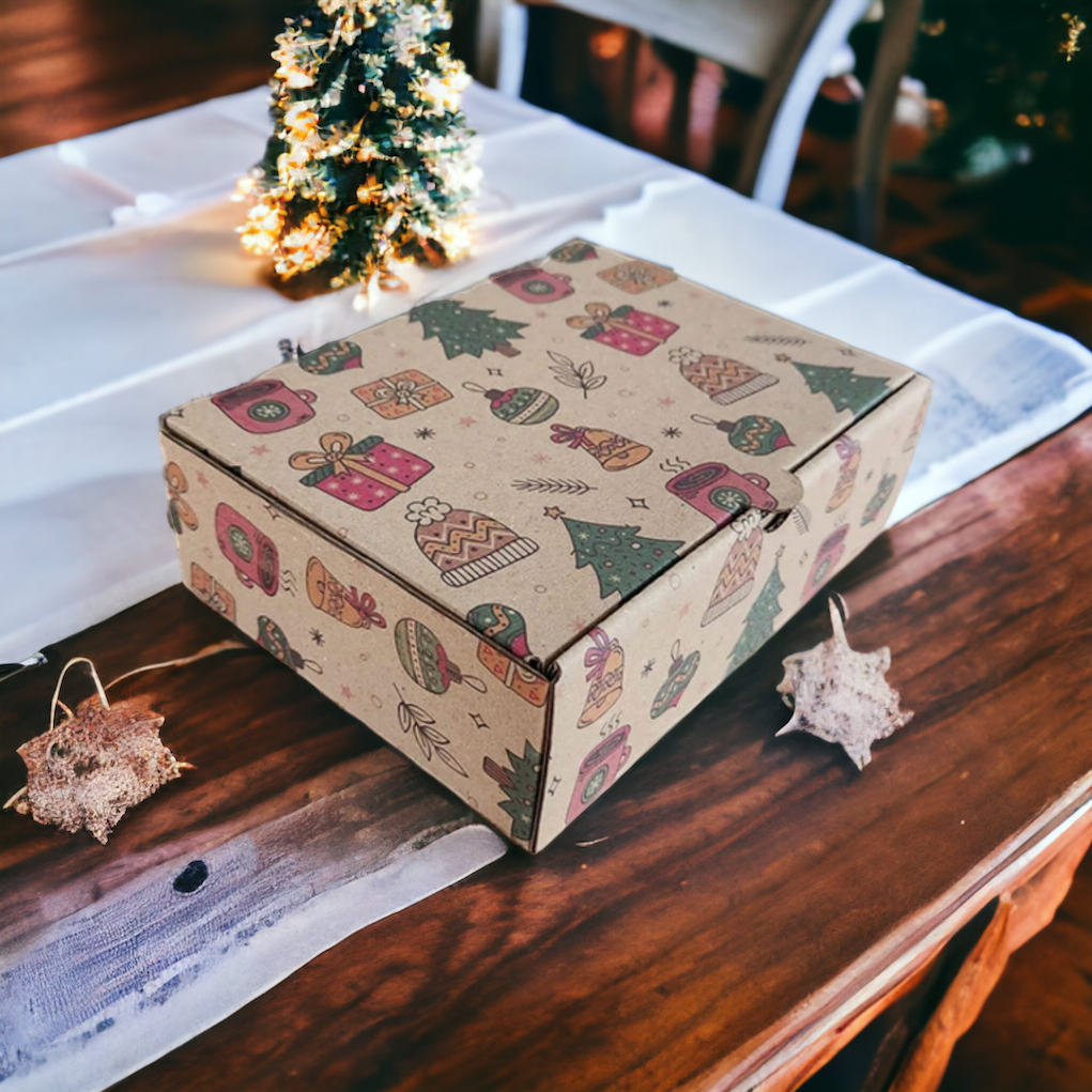 Yılbaşı Kapaklı 17x12.5x5.5 Kraft Kutu