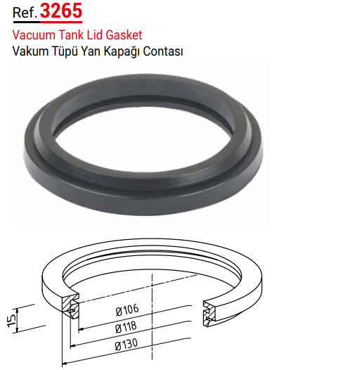 Melasty Süt Sağma Makinesi Vakum Tankı Yan Kapağı Contası (Universal Model)