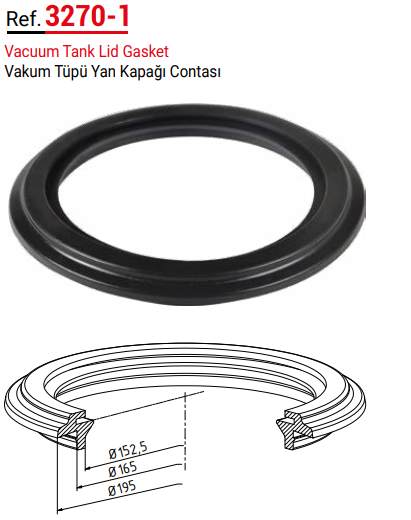 Melasty Süt Sağma Makinesi Vakum Tankı Yan Kapağı Contası (B Model)