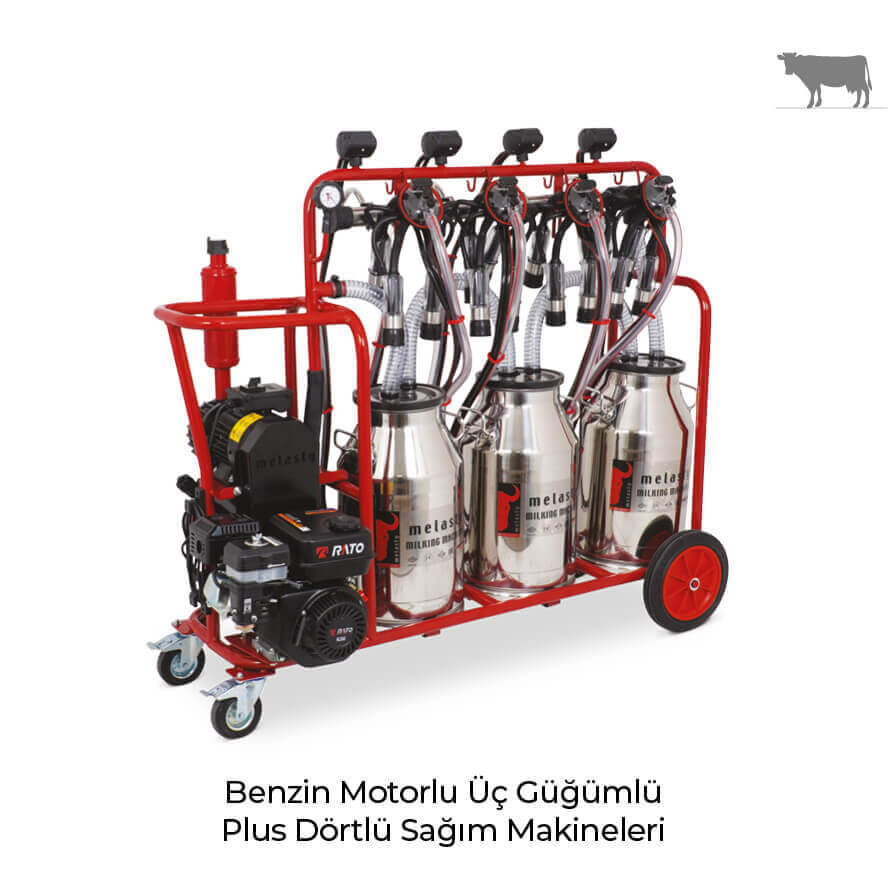 Benzin Motorlu Üç Güğümlü Plus Dörtlü Süt Sağım Makineleri