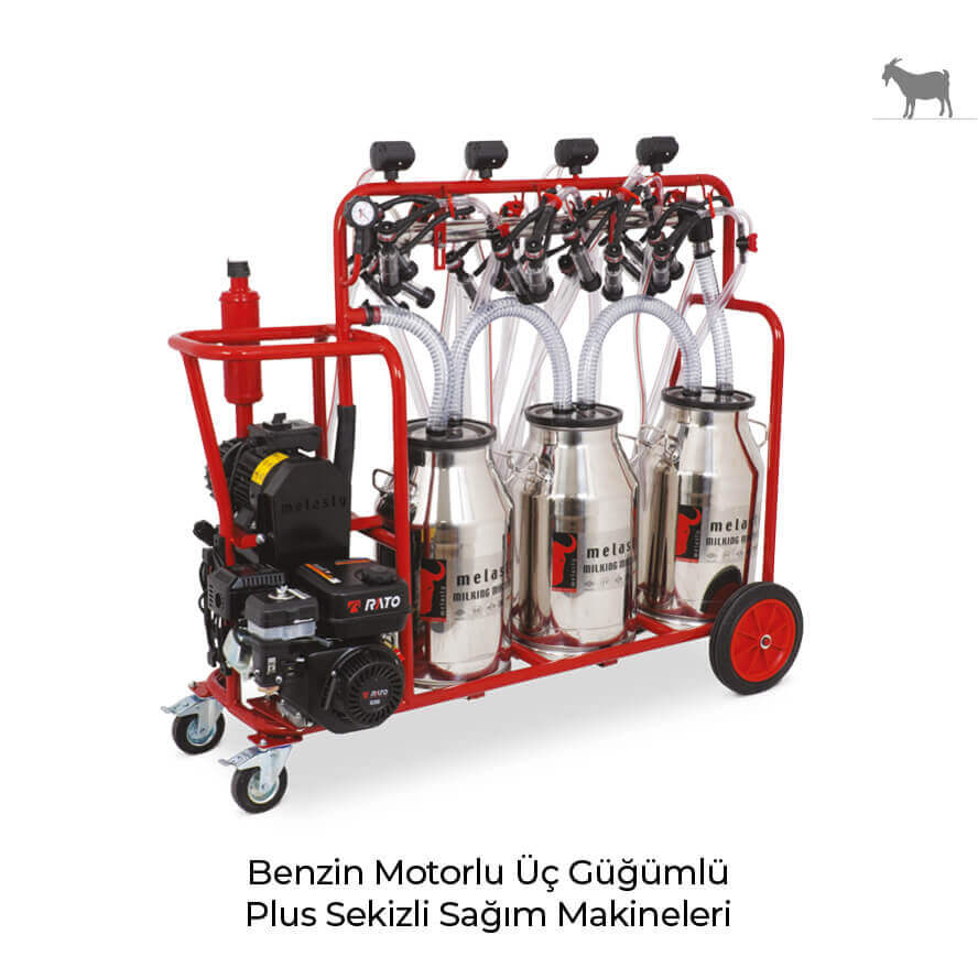 Benzin Motorlu Üç Güğümlü Plus Motor Sekizli Süt Sağma Makineleri