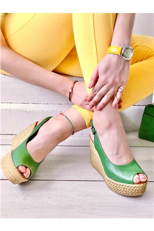 Anais Yeşil Dolgu Topuk Ayakkabı
