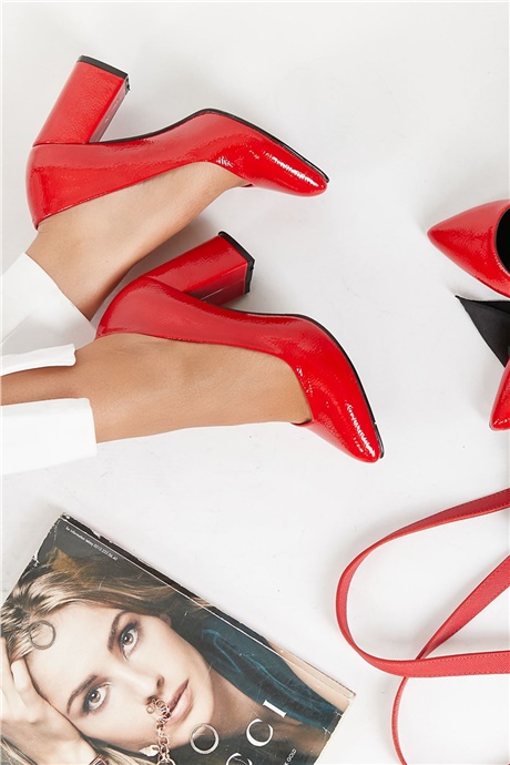 Hilary Kırmızı Krışık Rugan Topuklu Ayakkabı