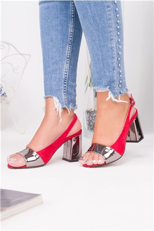 Bellia Kırmızı Süet Ayna Topuklu Ayakkabı