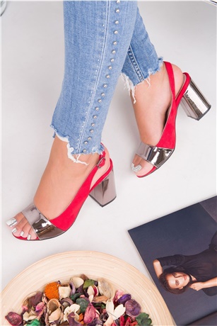 Bellia Kırmızı Süet Ayna Topuklu Ayakkabı