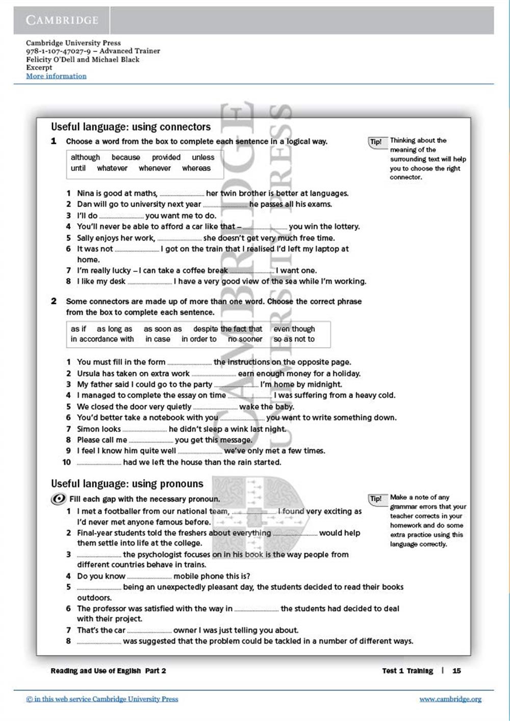 Advanced Trainer Six Practice Tests with Answers with Audio