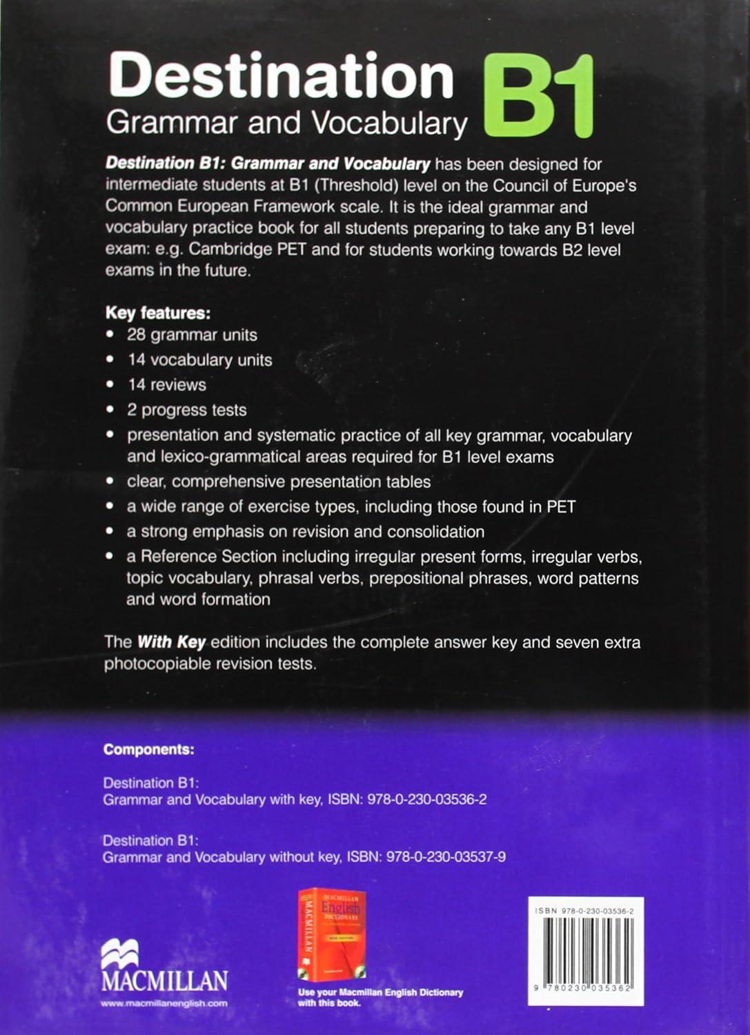 Destination Grammar & Vocabulary B1: Students Book with Answer Key