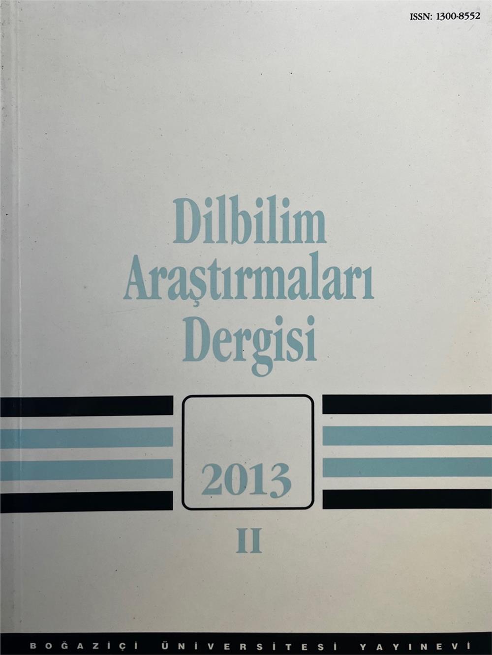 DİLBİLİM ARAŞTIRMALARI 2013-2 