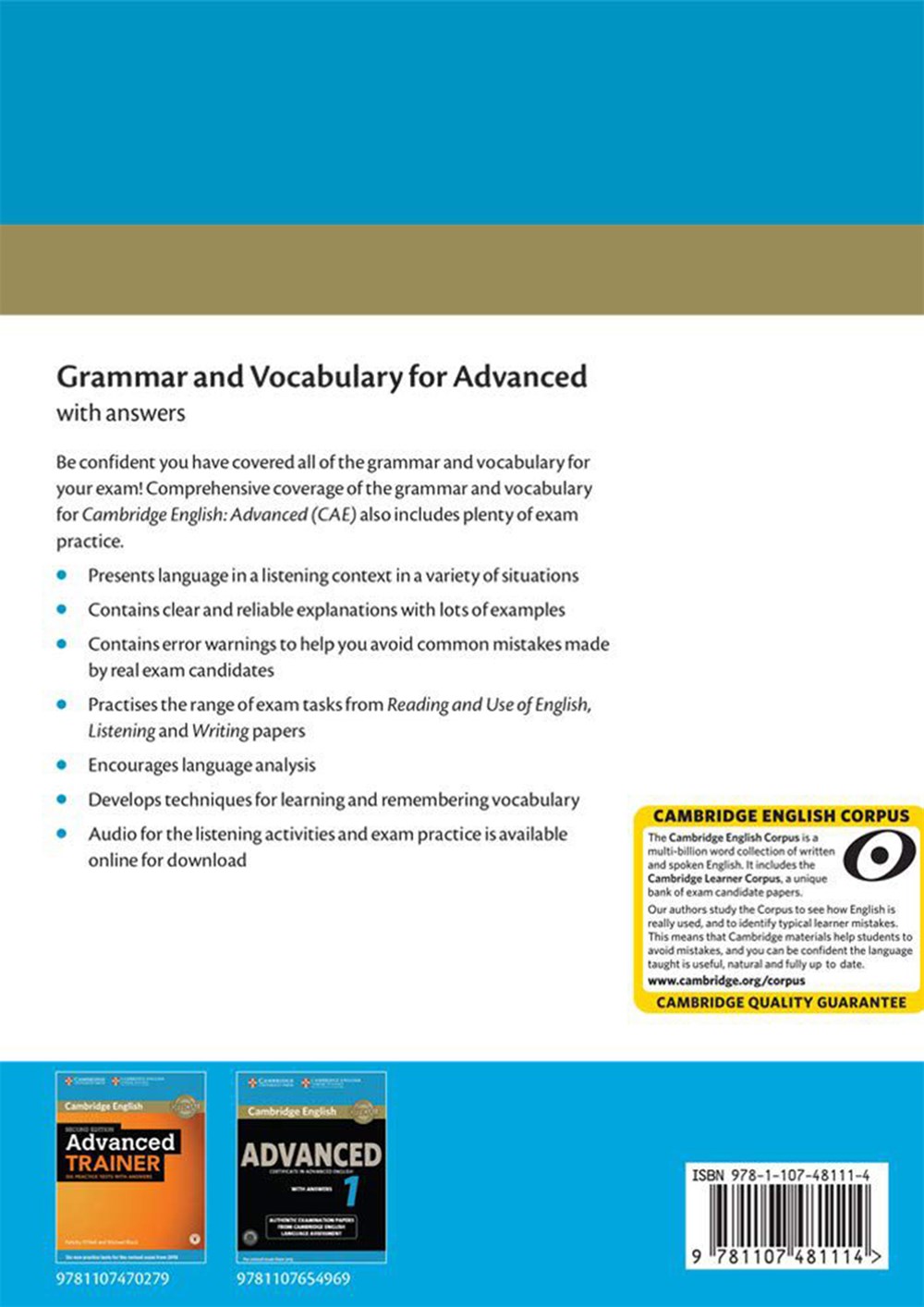 Grammar and Vocabulary for Advanced Book with Answers and Audio