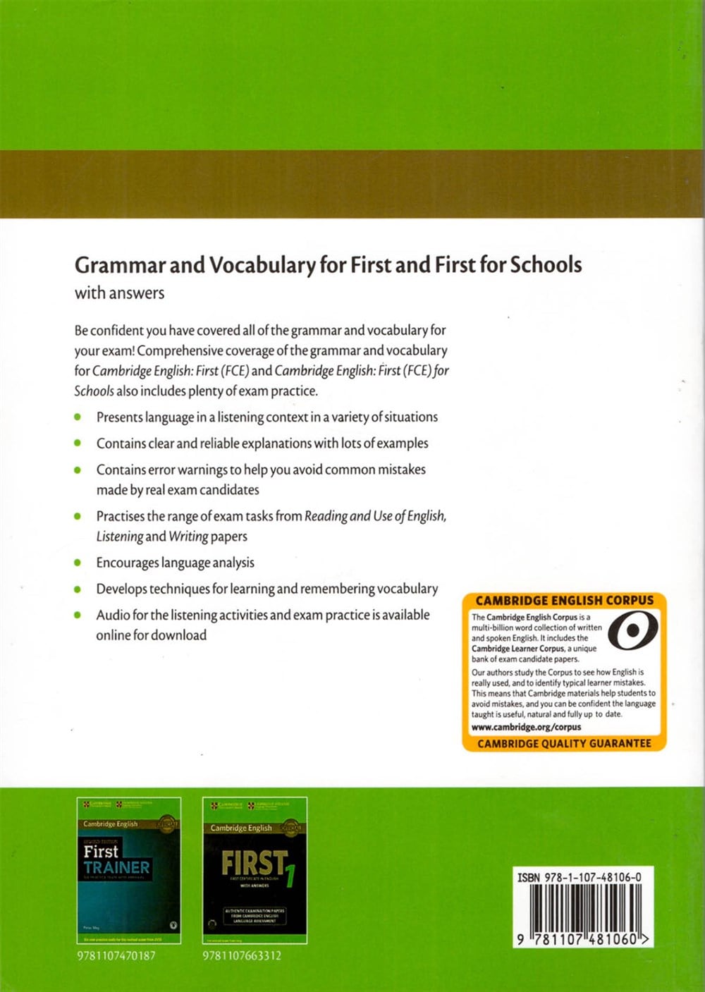 Grammar and Vocabulary for  First and First for Schools Book with Answers and Audio