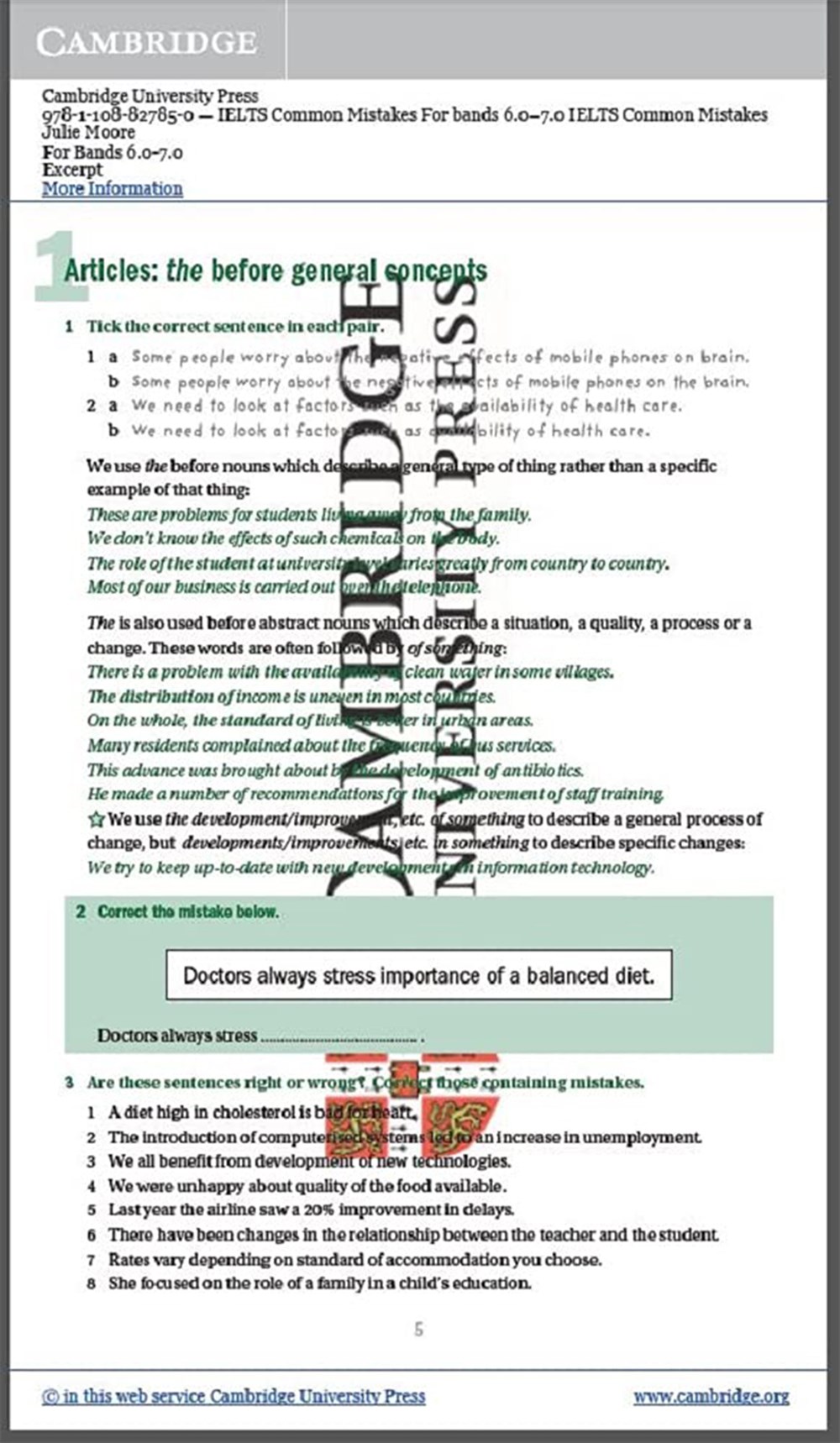 IELTS Common Mistakes For Bands 6.0-7.0. Advanced