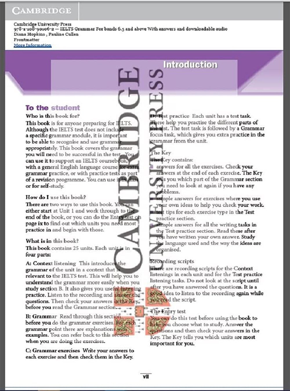 IELTS Grammar For Bands 6.5 and above. Students Book with Answers