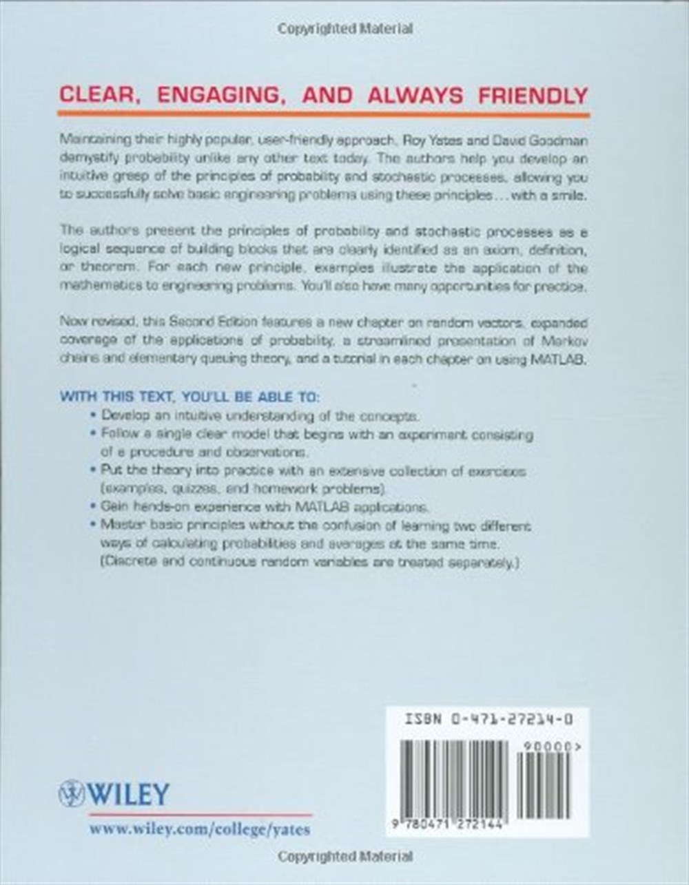 Probability and Stochastic Processes: A Friendly Introduction for Electrical and Computer Engineers 2nd Edition