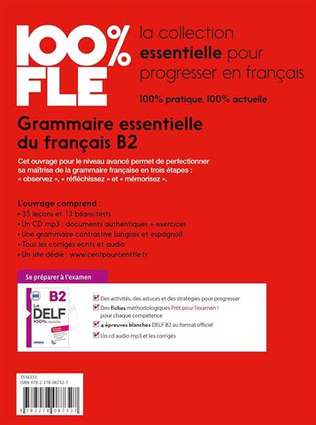 100% FLE - Grammaire essentielle du français B2 (Livre + CD)
