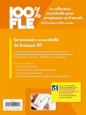 100% FLE - Grammaire essentielle du français B1  (livre + didierfle.app)