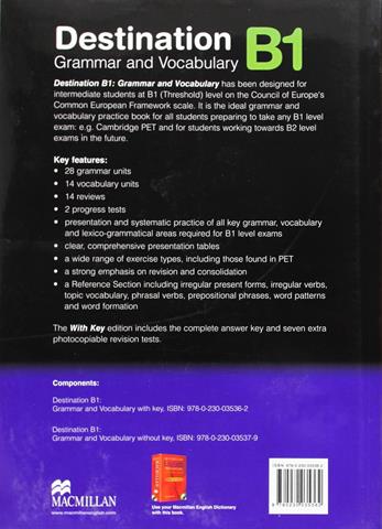 Destination Grammar & Vocabulary B1: Students Book with Answer Key