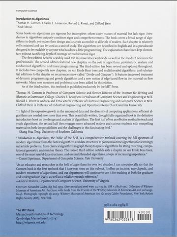 Introduction to Algorithms,Charles E. Cormen, Thomas H.; Leiserson