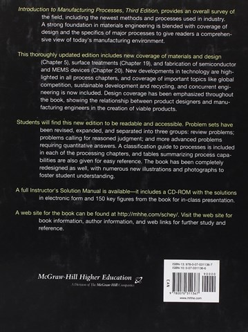 Introduction to Manufacturing Processes 3rd Edition
