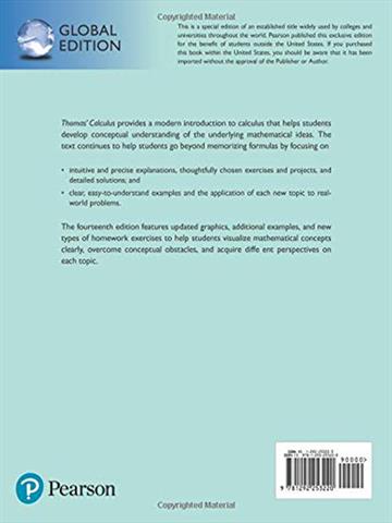 Thomas Calculus: Fourteenth Edition In Sl Units (Book + MyLab Code) 