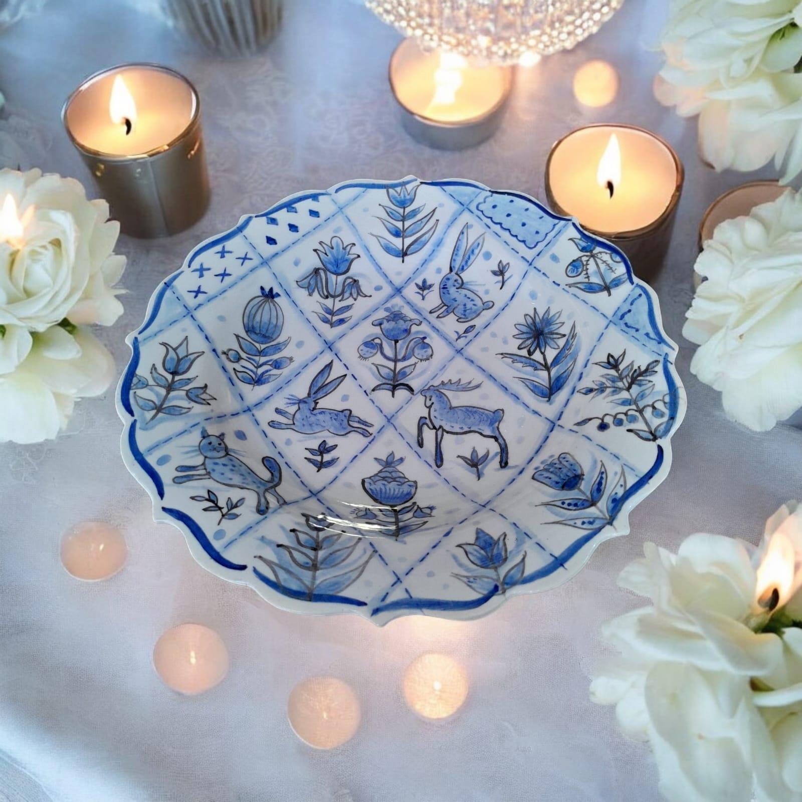 ÇİNİ MAVİ BEYAZ TABAK