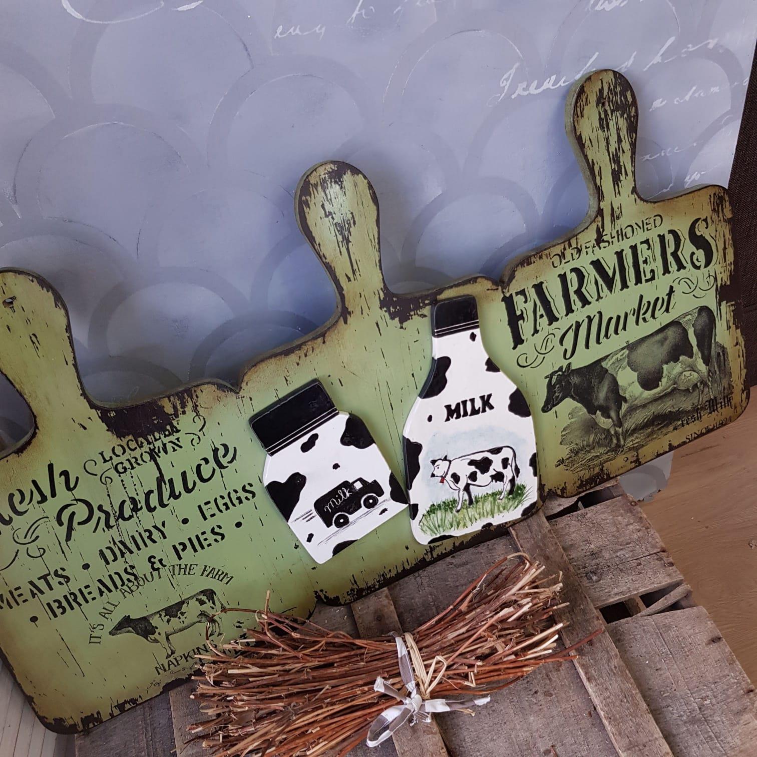 ÇİNİ SÜT ŞİŞELİ ÜÇLÜ EKMEK TAHTASI