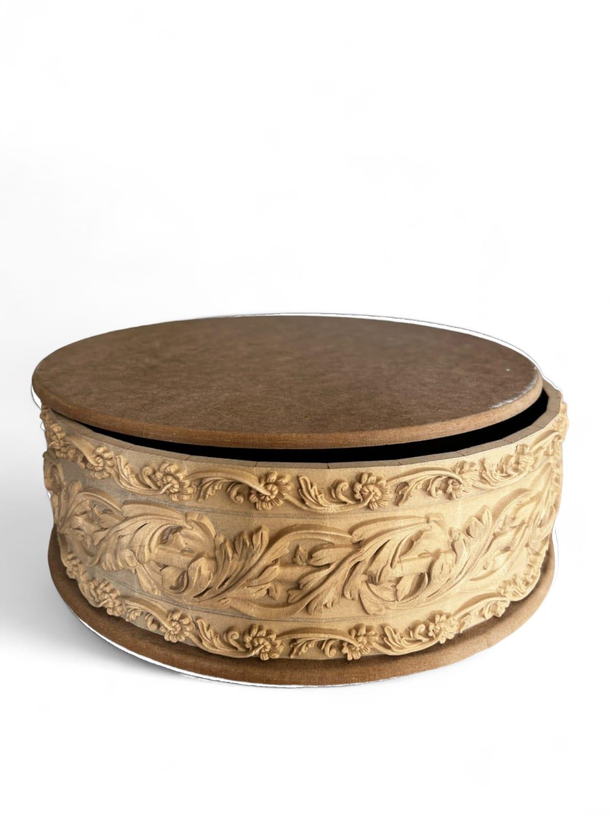 BAROK OYMALI İNCE KENARLI YUVARLAK KUTU