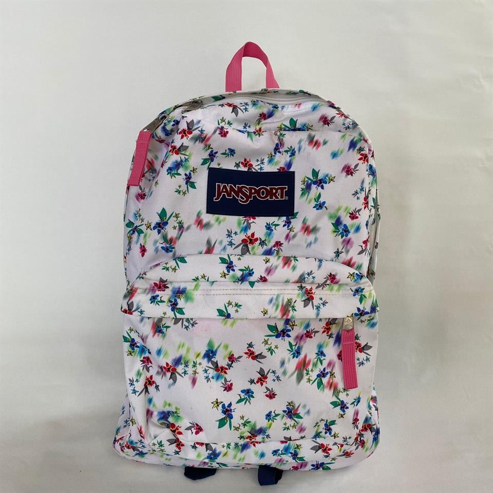 JANSPORT ÇANTA, BEYAZ, ÇİÇEKLİ