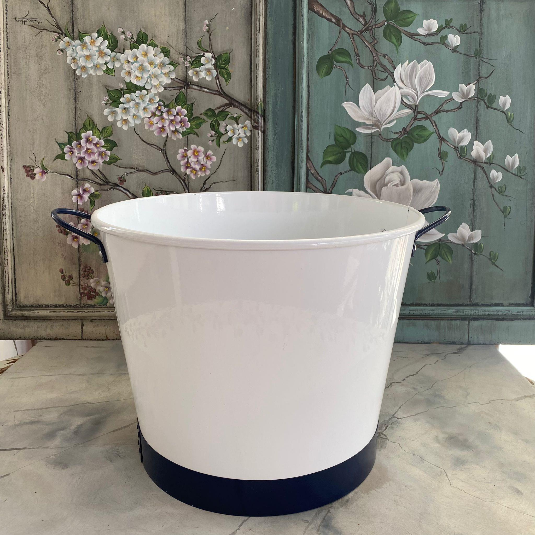 LACİVERT DETAYLI GALVANİZ KOVA