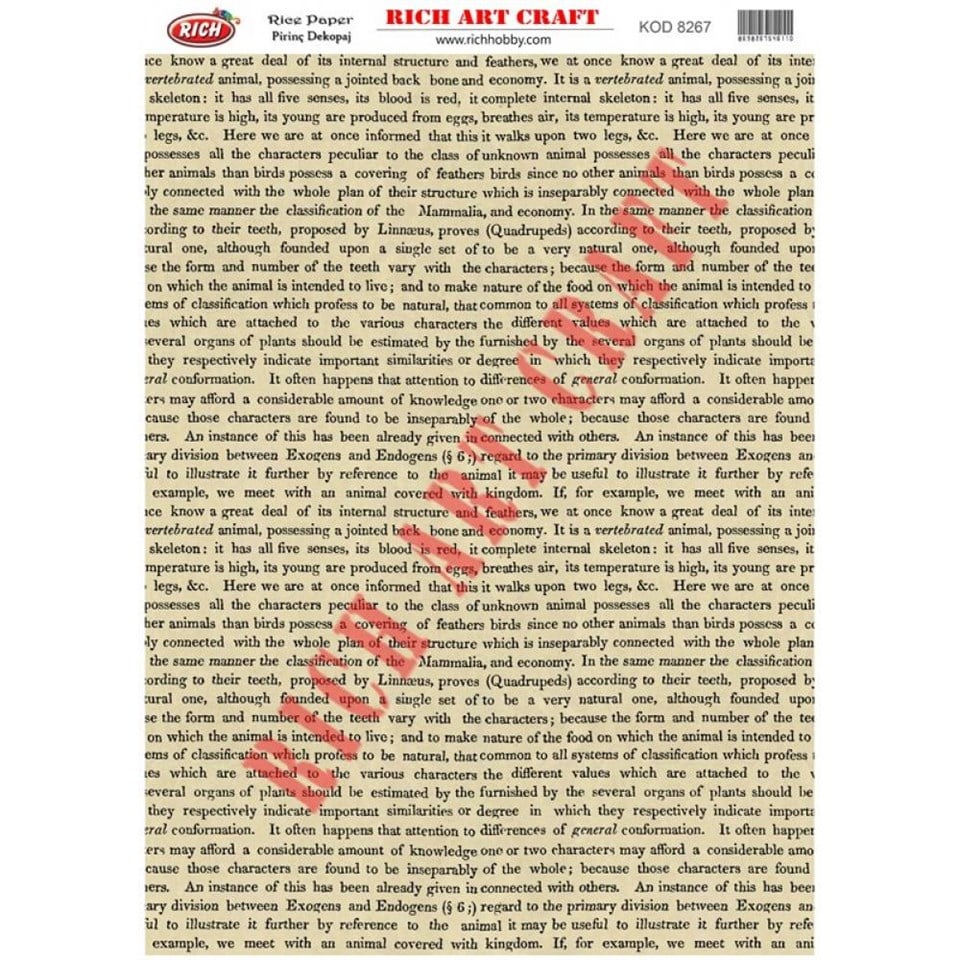 PİRİNÇ DEKUPAJ KAĞIDI KOD 8267