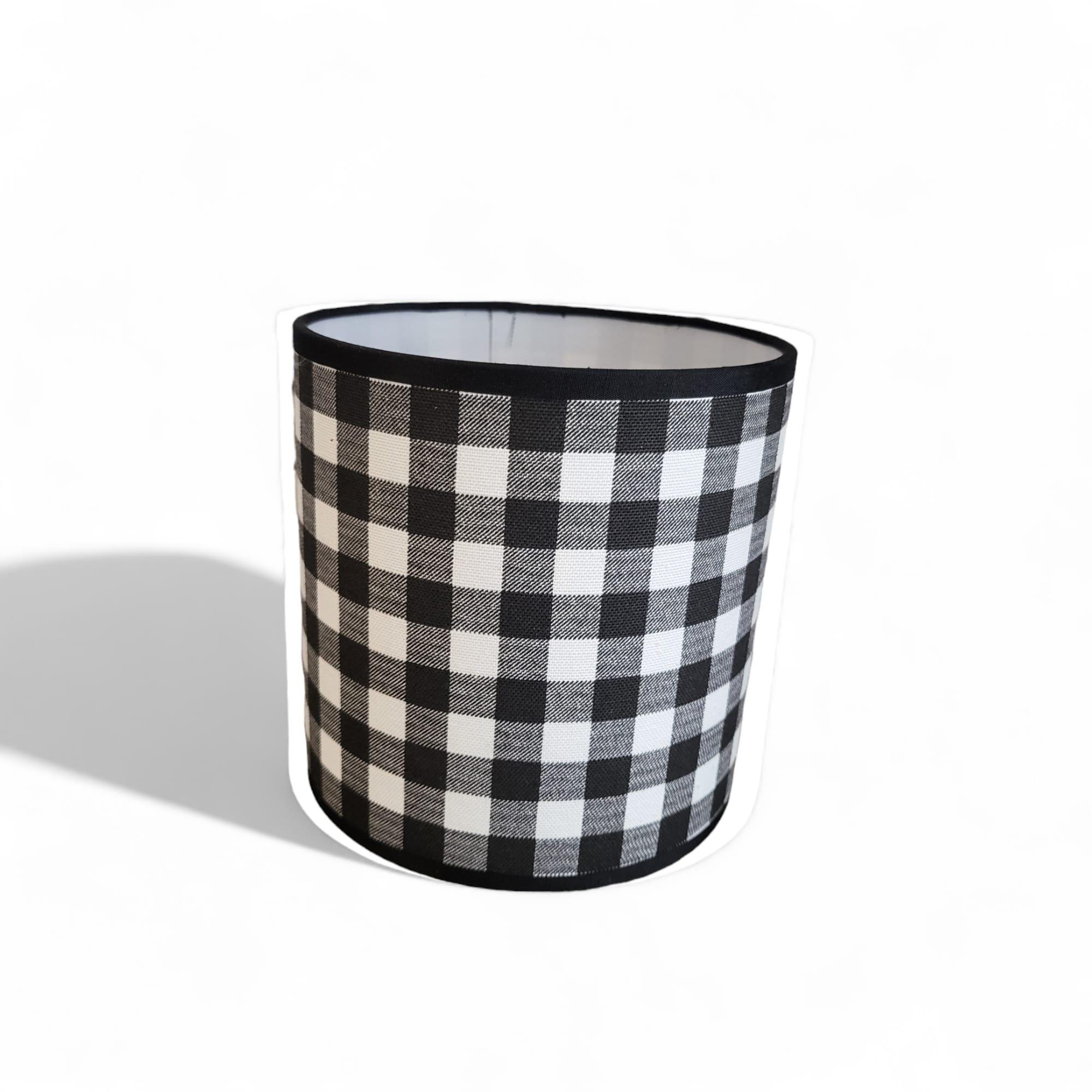 Siyah Beyaz Ekose Desenli Abajur Şapkası